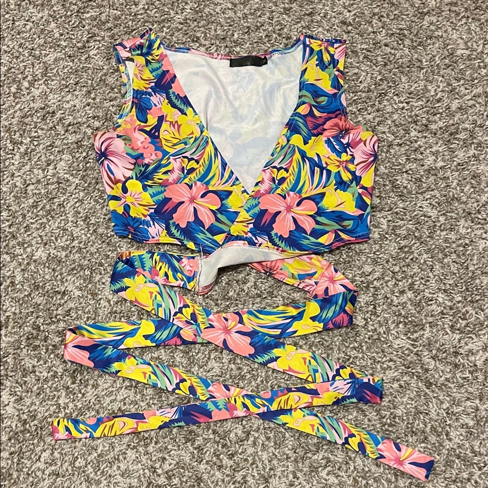 Floral Wrap Crop Top